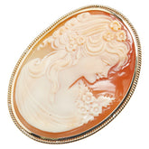 K18YG イエローゴールド シェルカメオ約45×35mm ペンダント兼用ブローチ レディース 【中古】